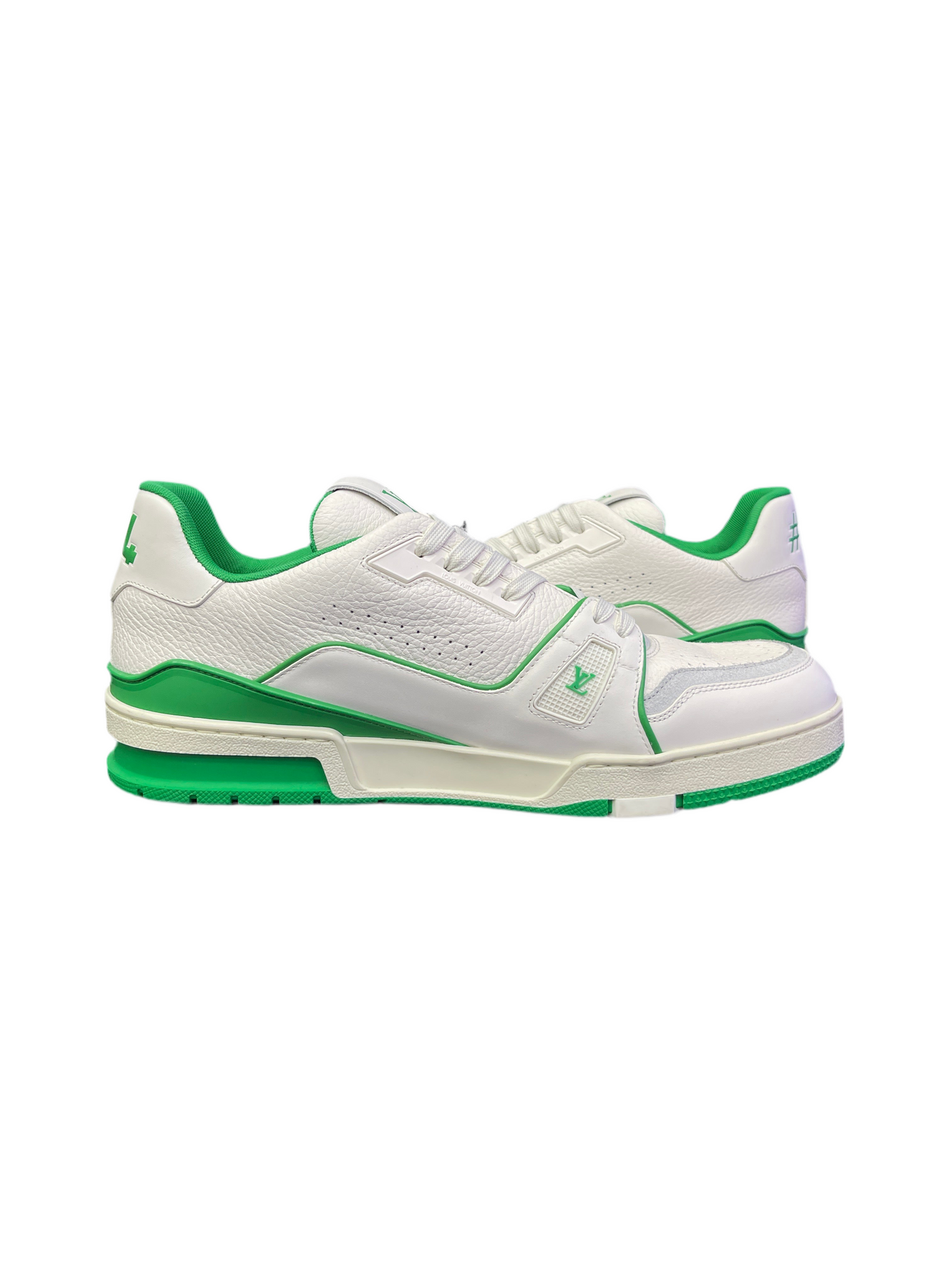 LV Trainer White Green Script