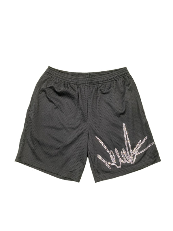 NewYrrk Black Basketball Shorts Logo w/ White Crystal