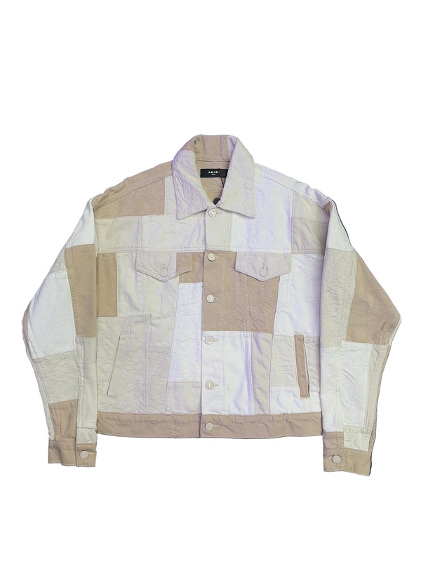 Amiri Bandana Patchwork Trucker Jacket Beige