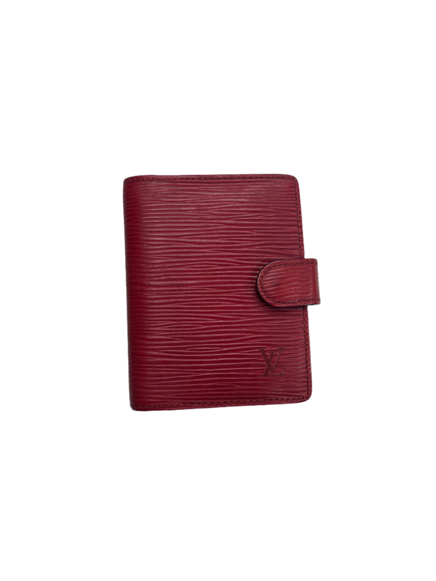 LV Red Leather Planner Cover Card Holder