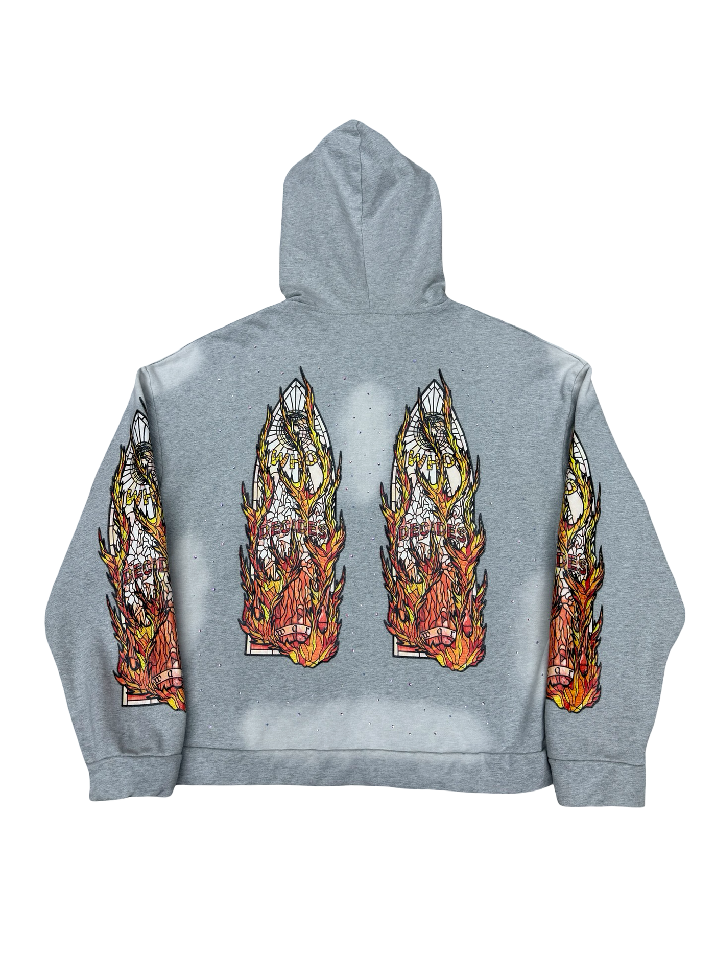 WDW Flames Glass Hooded Pullover Grey