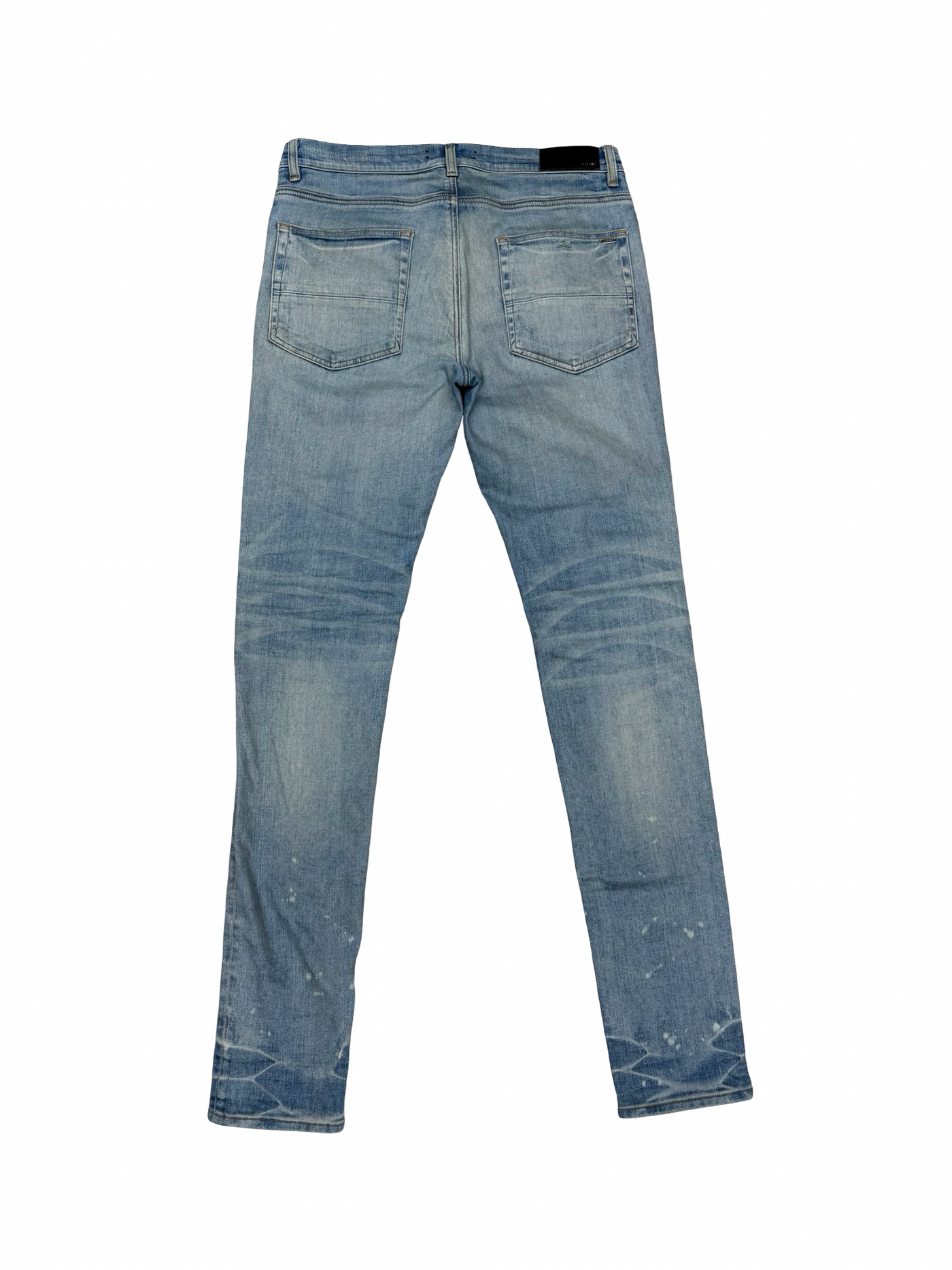 Amiri MX1 Playboy Black Leather Patch Jeans Indigo