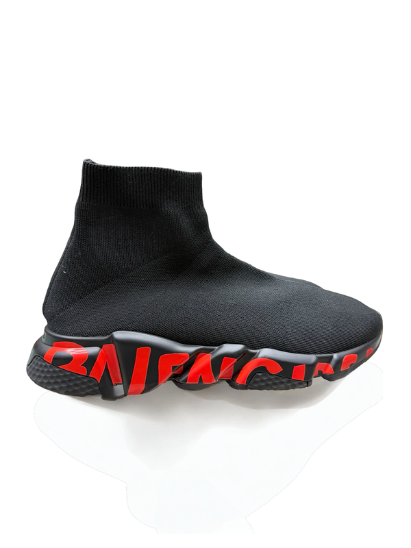 Balenciaga Speed Trainer 2.0 Black Graffiti Printed Sole Sneakers