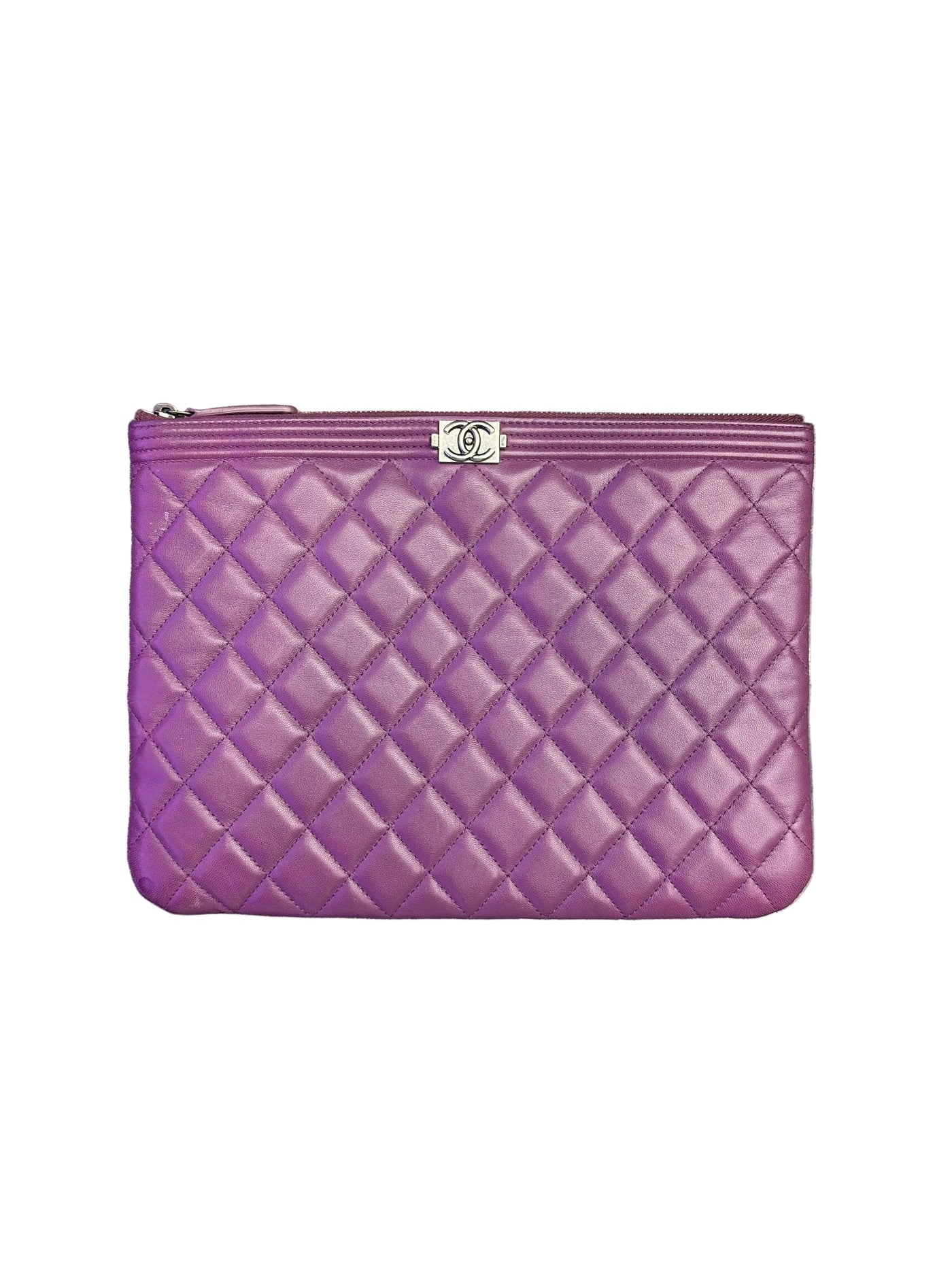 Chanel Medium Quilted Boy O-Case Clutch Purple