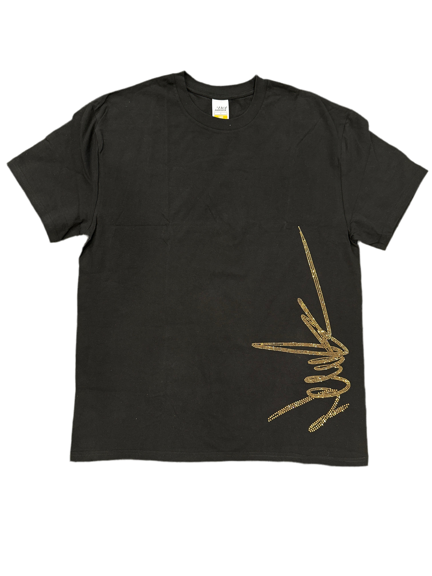 NewYrrk Black T-Shirt Side Logo w/ Gold Crystals