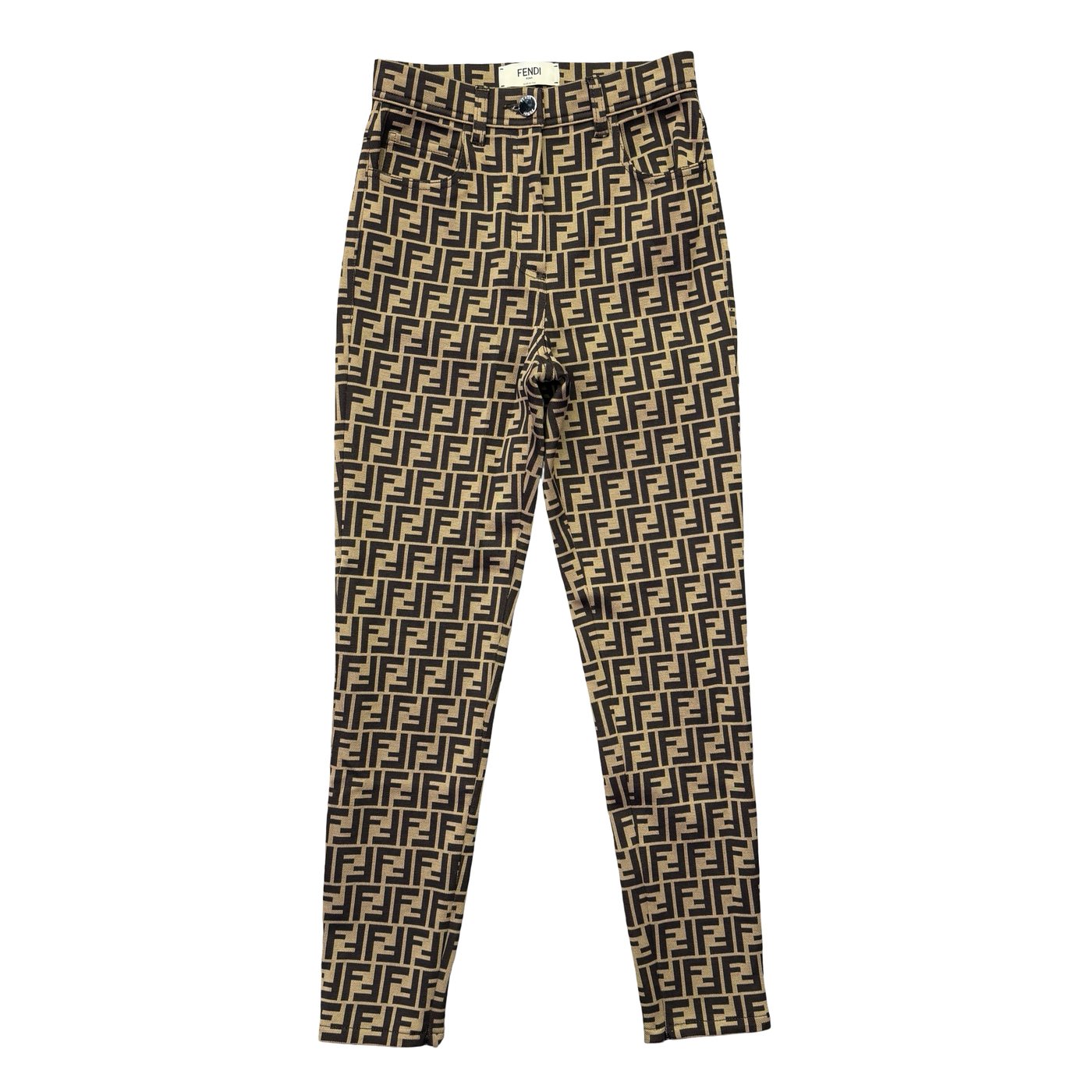 WMNS Fendi Zucca FF Jacquard Trousers Brown Black