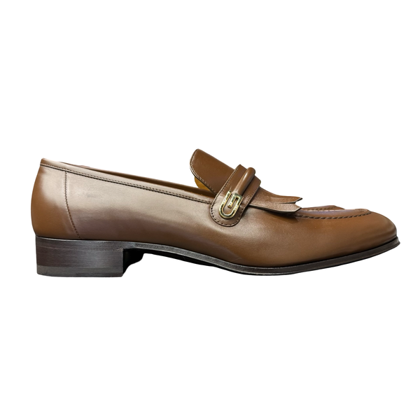 Gucci Mirrored G Calf Waxed Loafers Brown Sugar
