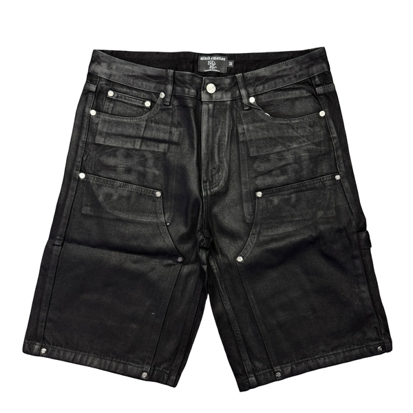 Mixed Emotions Worker Wax Jean Shorts Black
