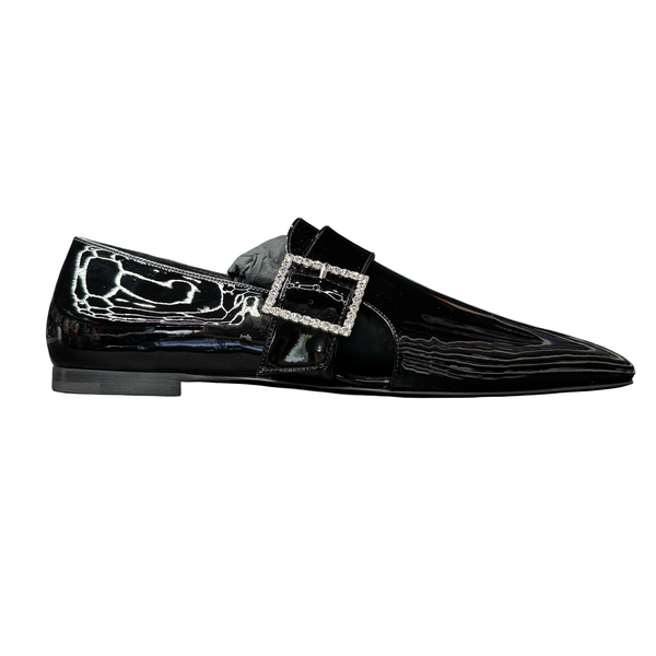 YSL Tristan Patent Leather Loafers Black