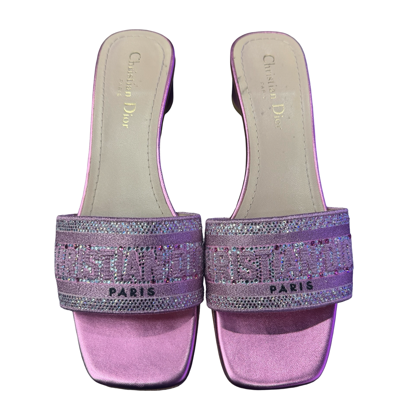 Dior Dway Heeled Slide Metal Pink
