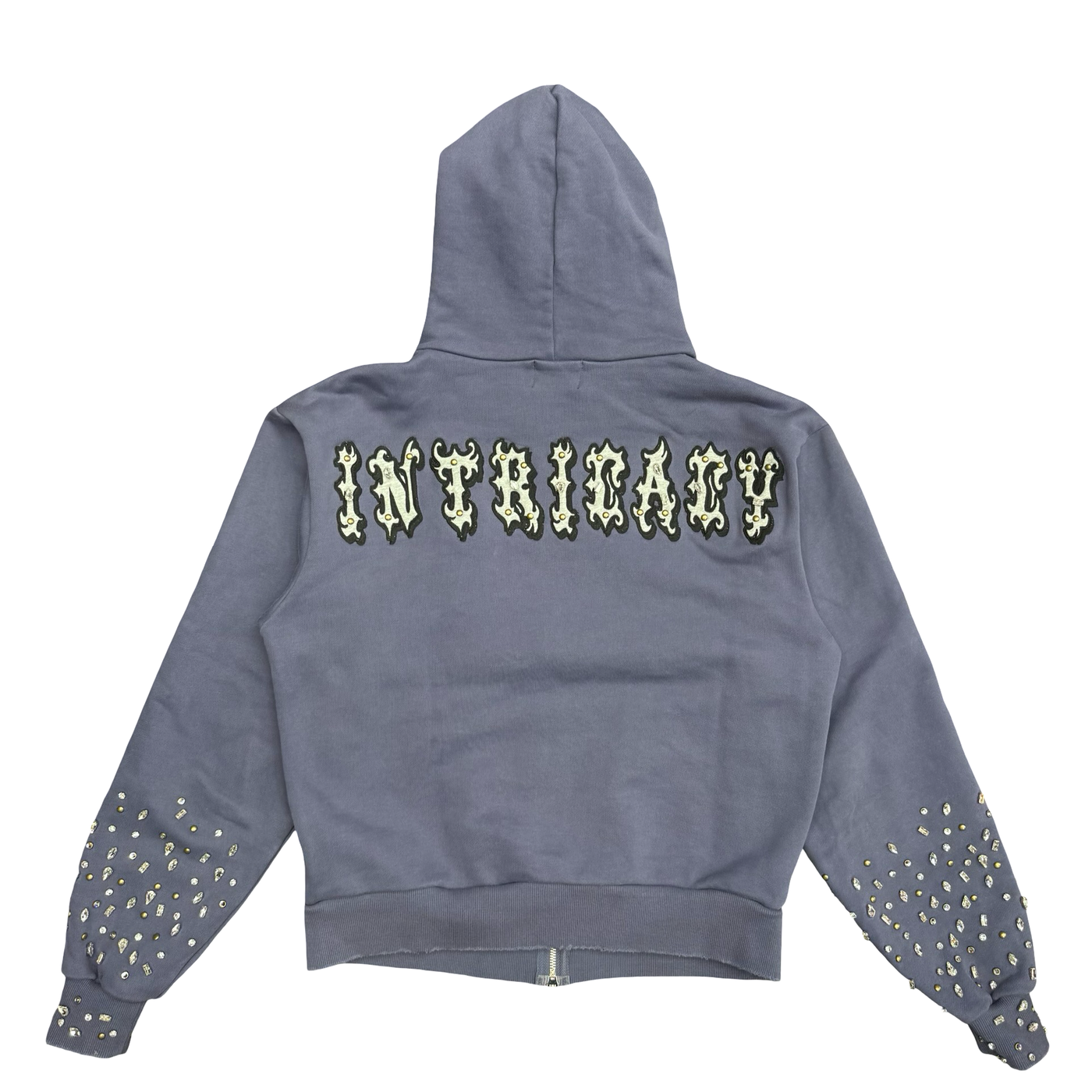 Lost Intricacy Patches Zip Up Hoodie Blue