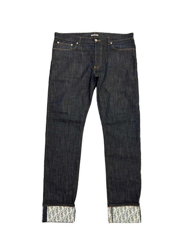 Dior Slim-Fit Oblique Raw Denim Jeans Blue