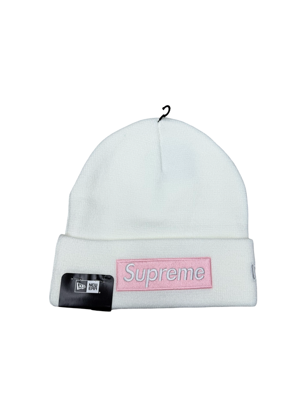 Supreme x New Era Box Logo Beanie White Pink