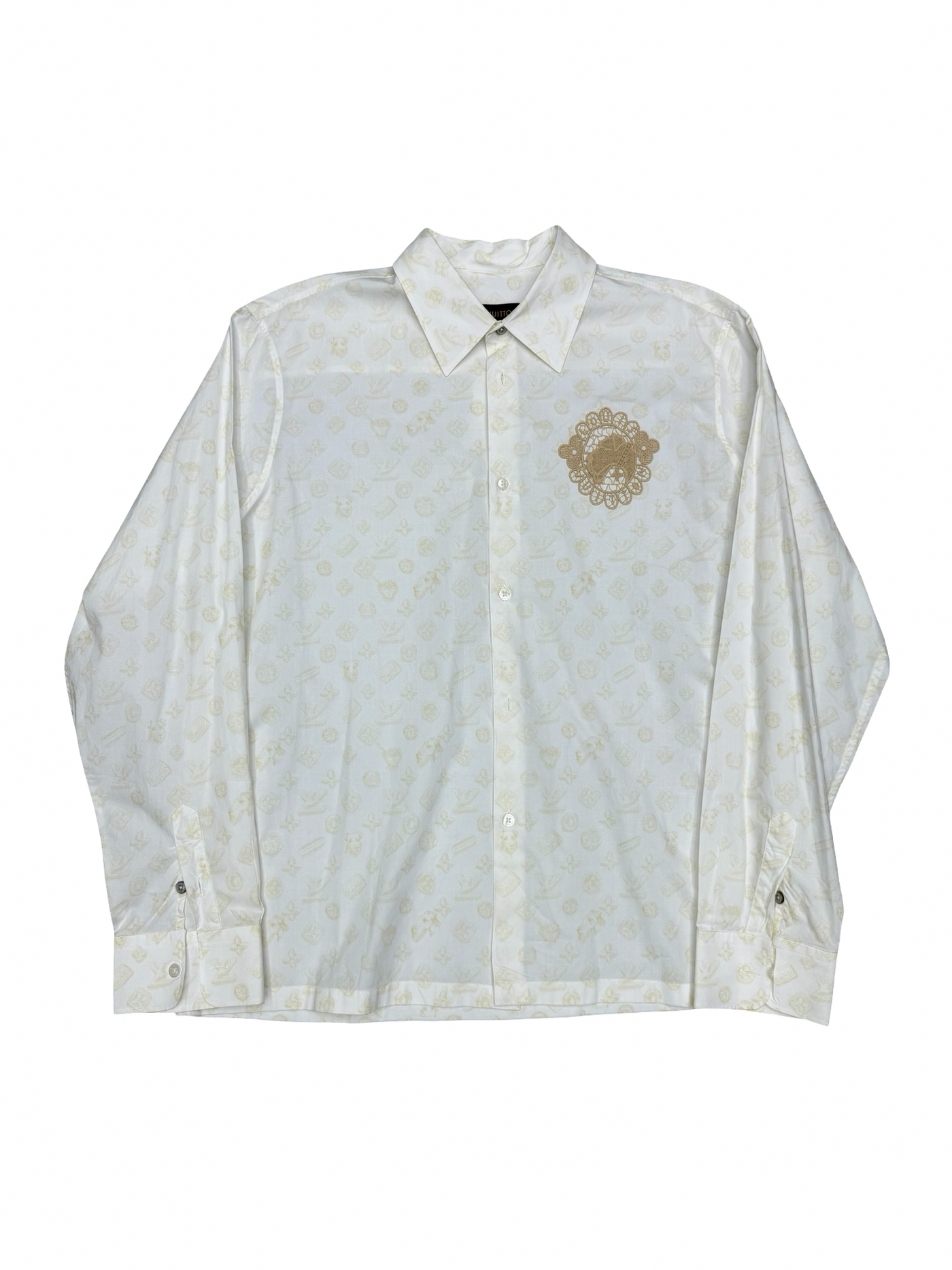 LV Embroidered Logo Shirt Cream