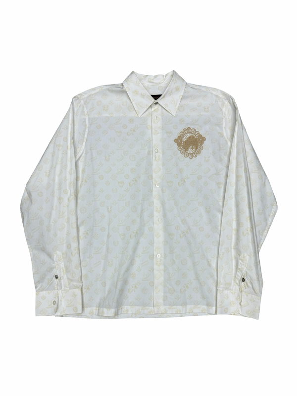 LV Embroidered Logo Shirt Cream