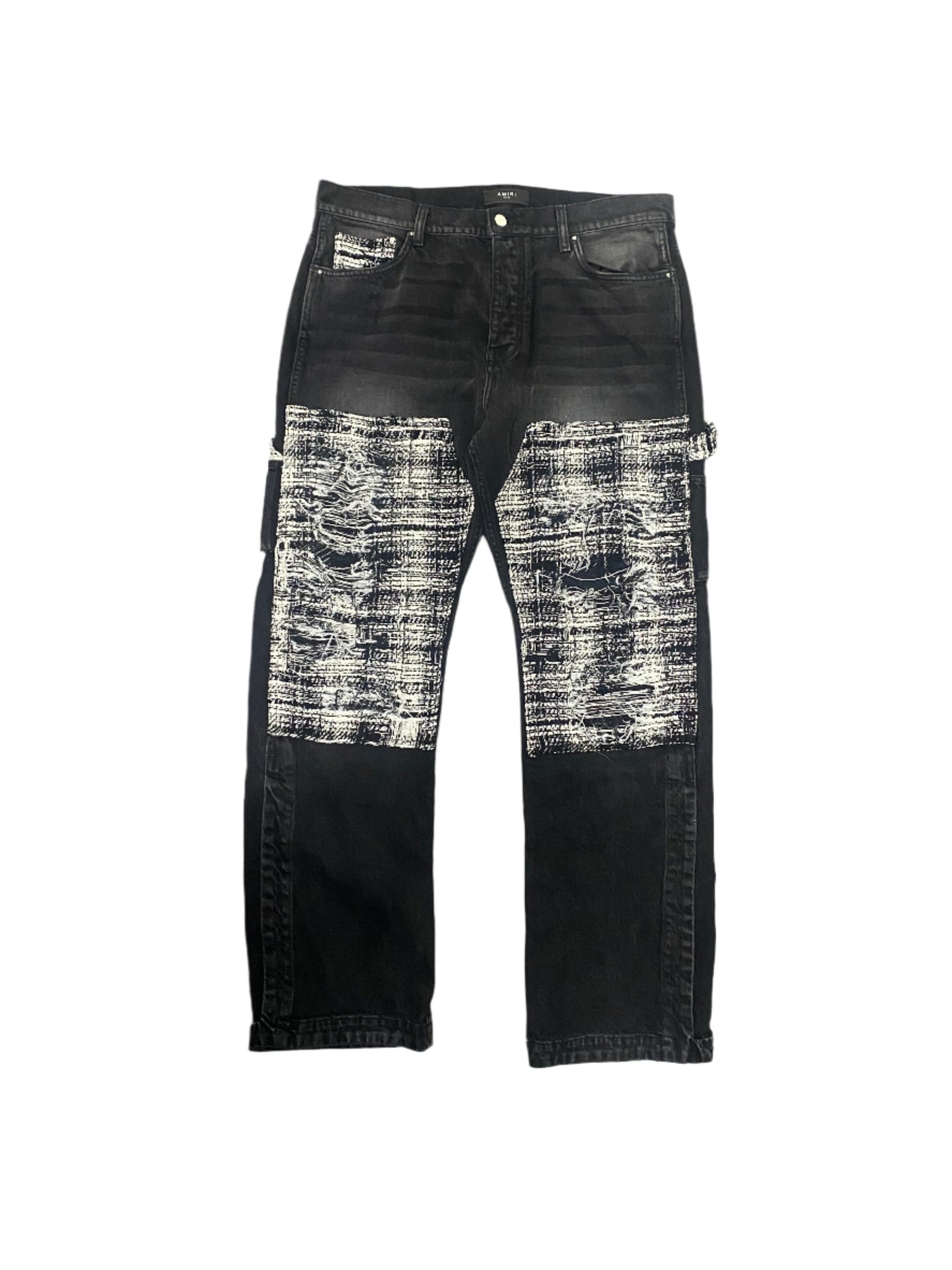 Amiri Black Bouclé Patch Jeans