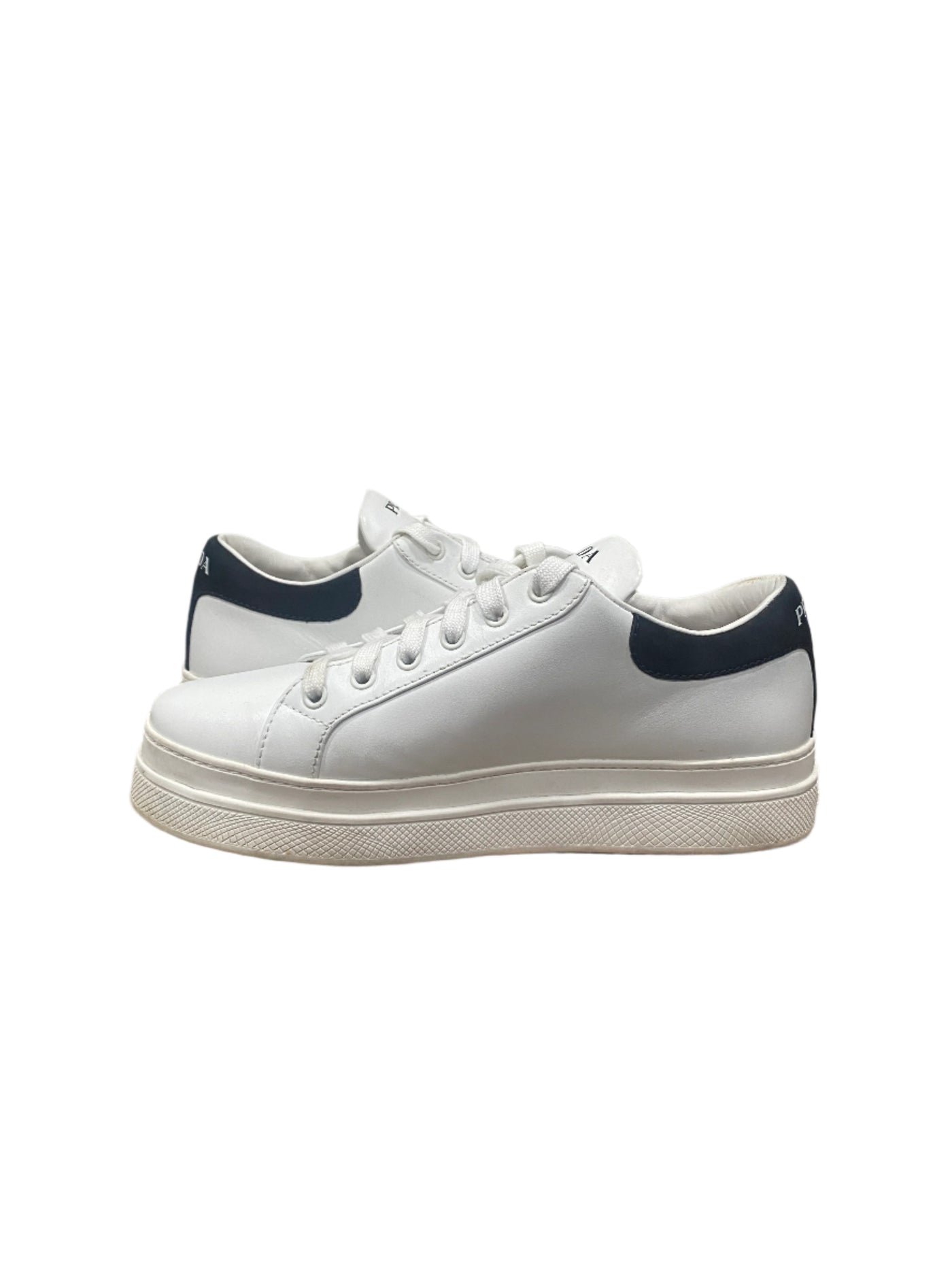 Prada Leather Trainers Blanco Nero