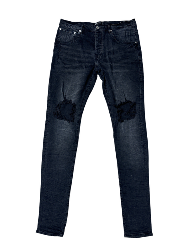 Purple Brand Knee Hole Black Denim Jeans