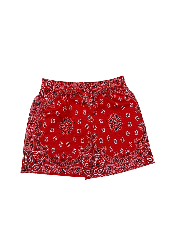 Bravest Studios Screenprinted Paisley Two-Tone Red Shorts