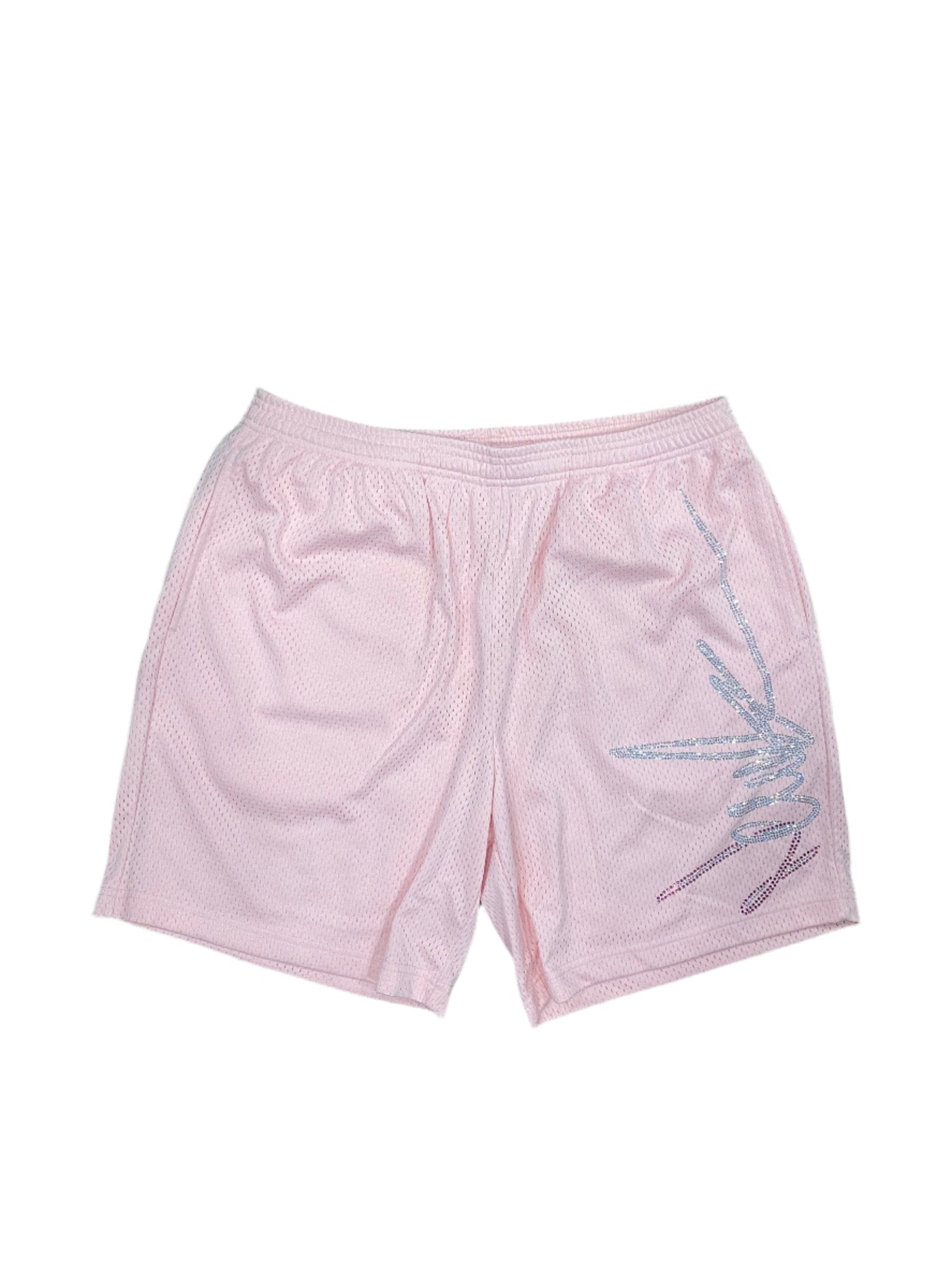 NewYrrk Pink Basketball Shorts Side Logo w/ White Pink Crystal