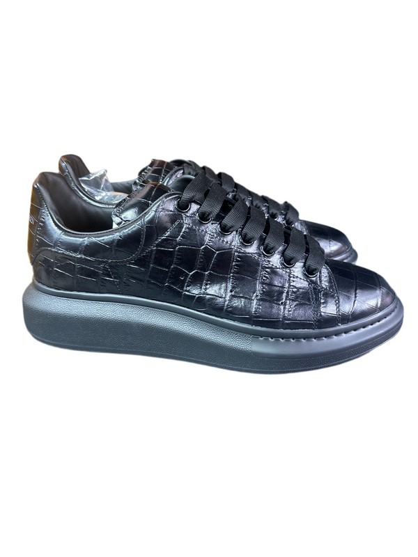 McQueen Platform Croc Embossed Leather Sneakers