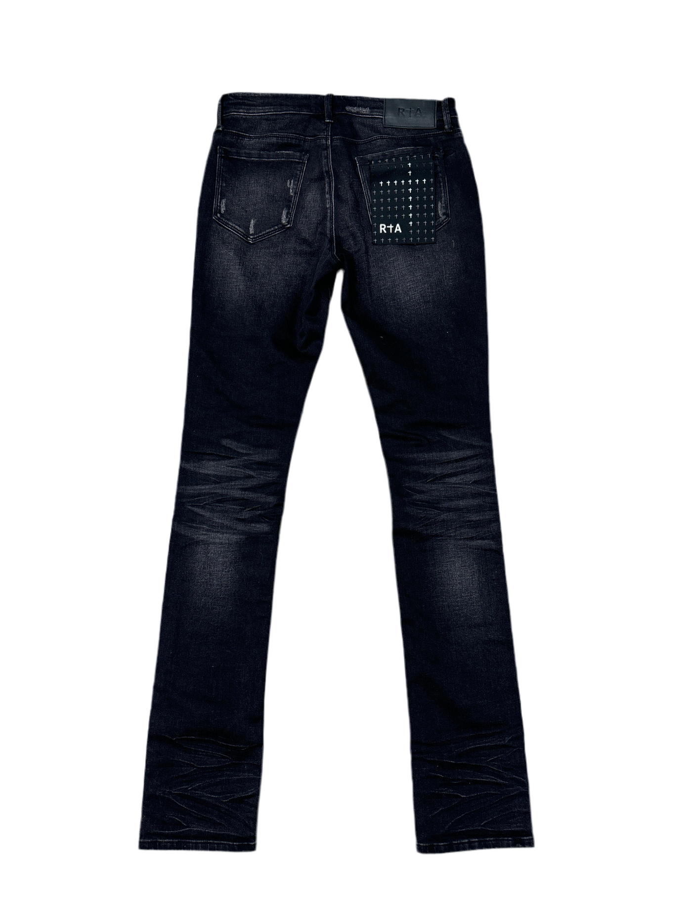 RTA Olivier Stacked Graphite Fade Cross Jeans
