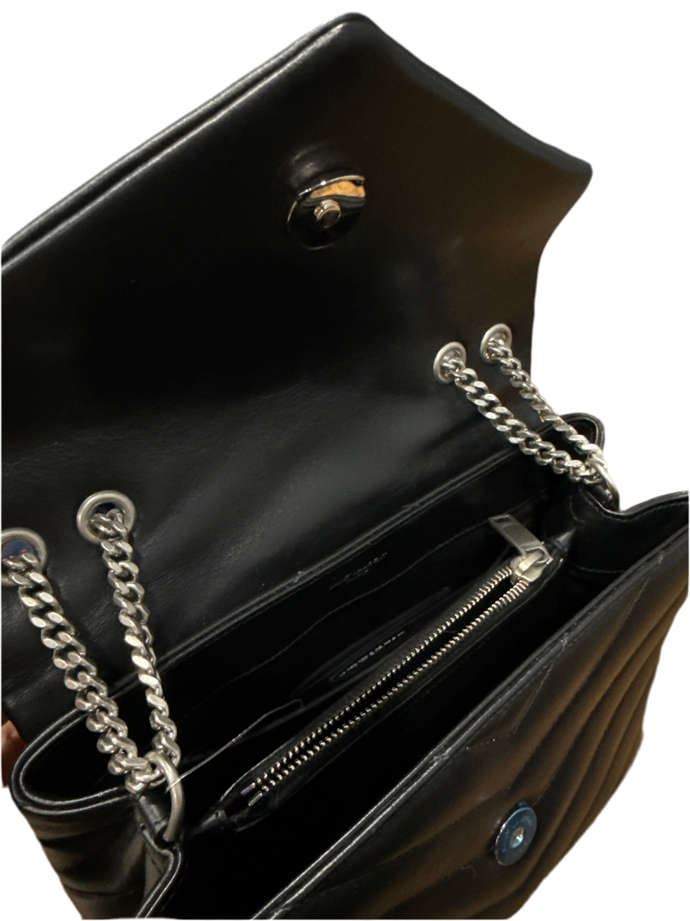 Saint Laurent LouLou Small Black Silver Leather Shoulder Bag