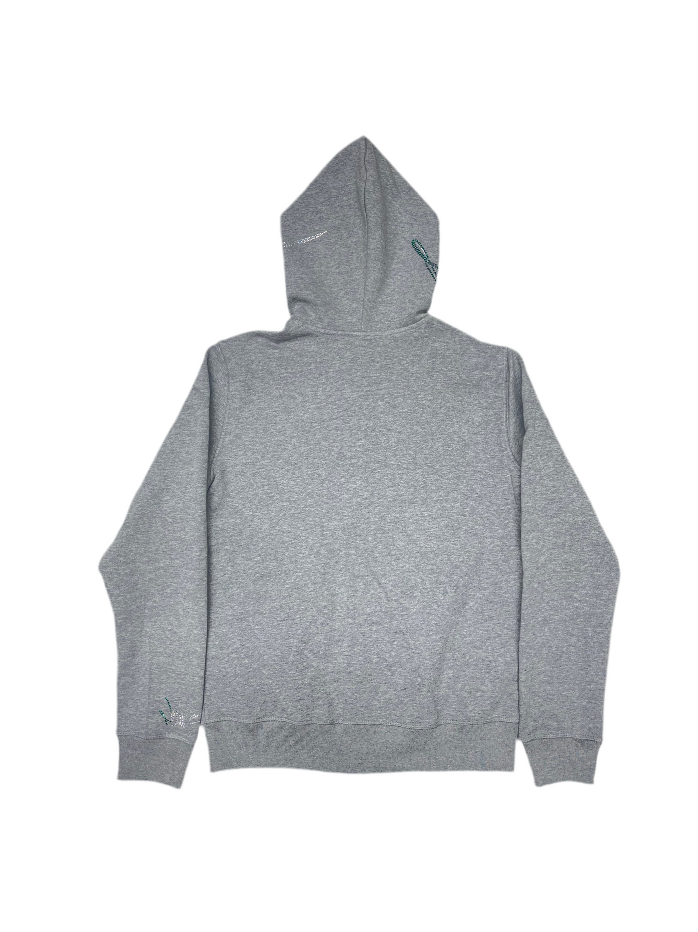 NewYrrk Gray Zip-Up Hoodie w/ Green White Crystal