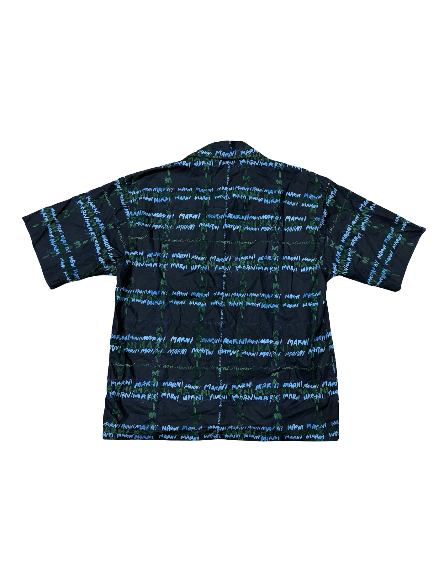 Marni Camicia Logo Poplin Shirt Blue Green