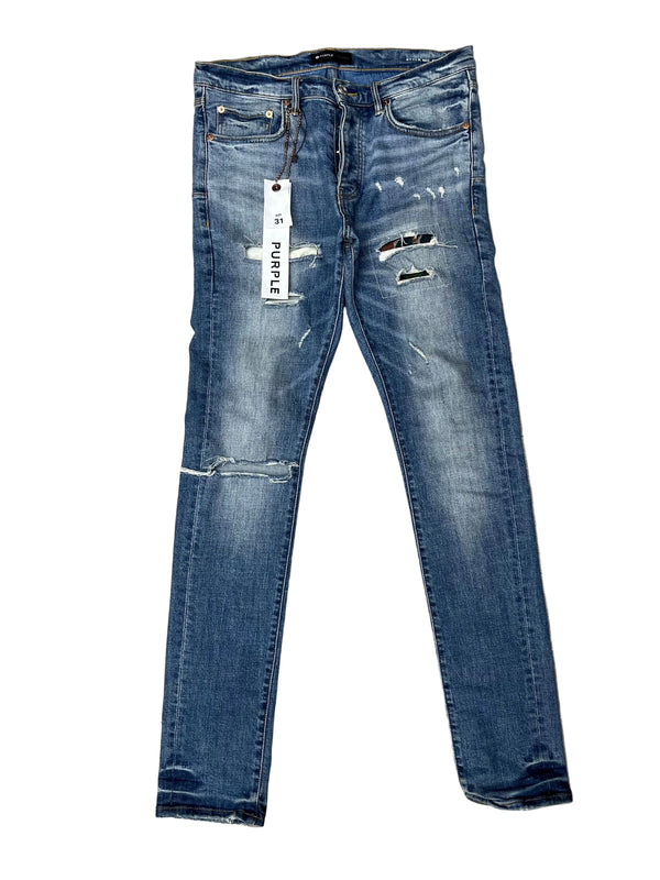 Purple Brand Camo Patches Dark Wash Blue