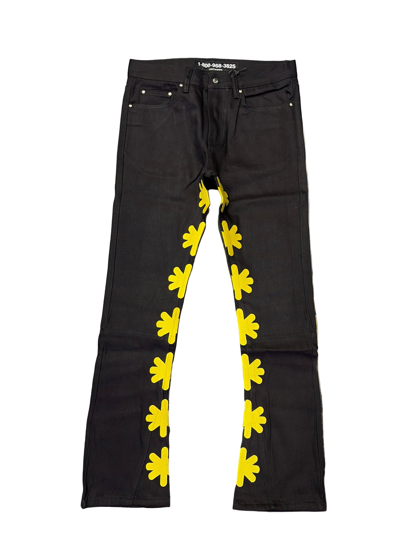 Lost SHDWS Yellow Logo Denim Jeans Black