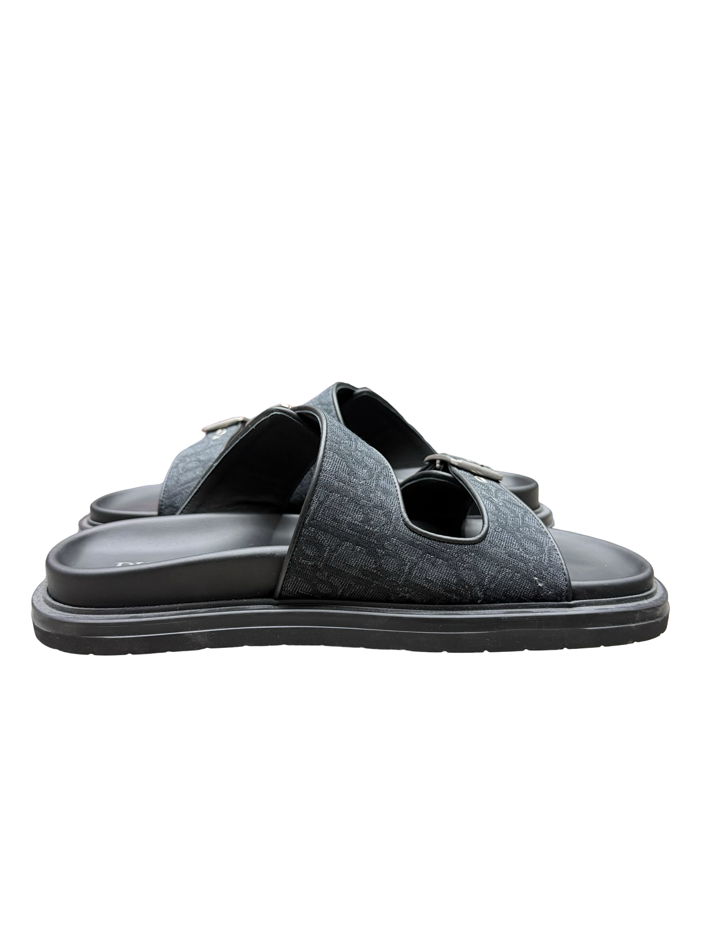 Christian Dior Black Aqua Oblique Jacquard Canvas Sandals