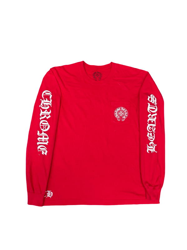 Chrome Hearts Scroll Logo L/S T-Shirt Red White