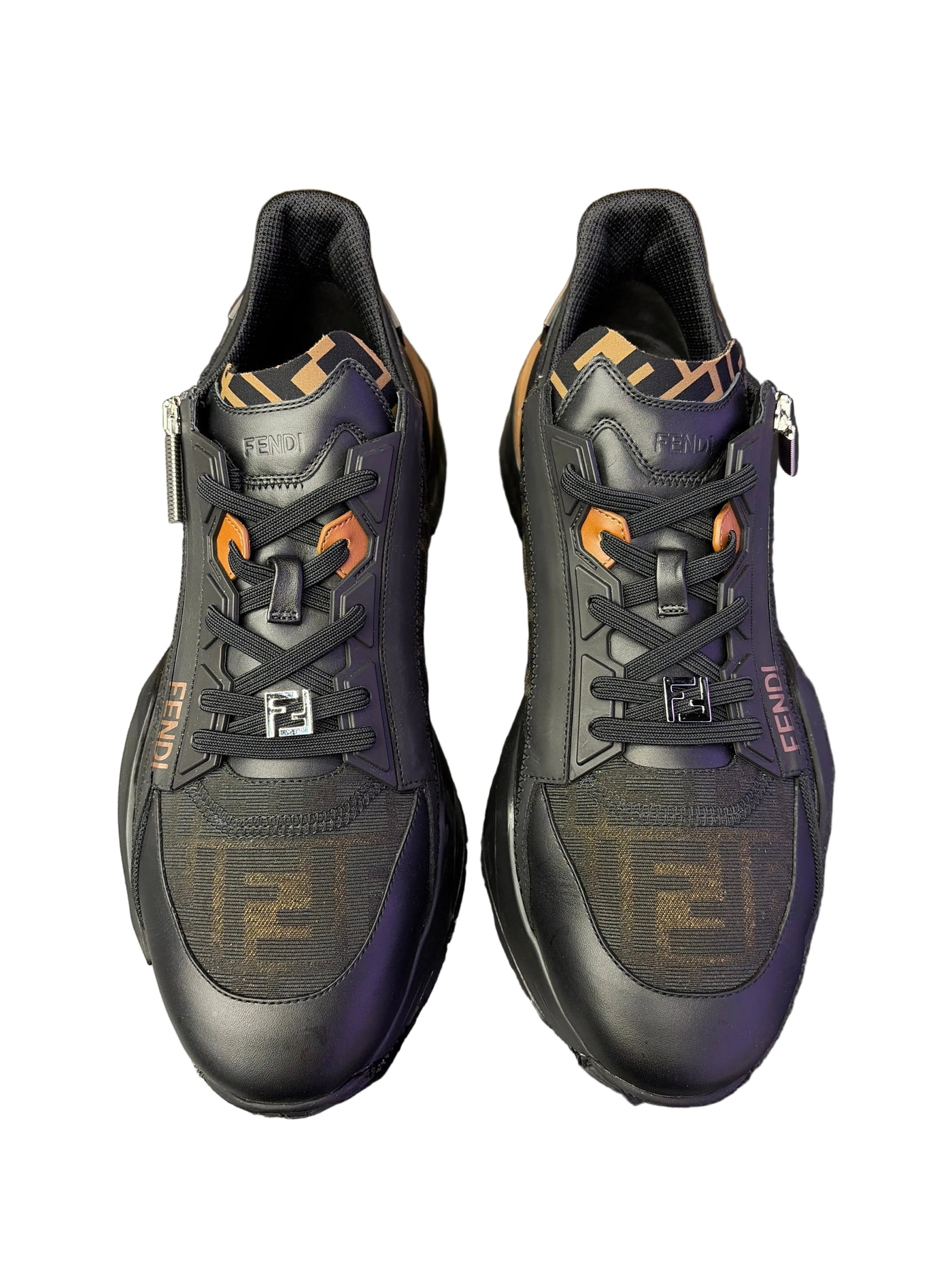 Fendi Flow FF Jacquard Low Top Trainer Black Brown