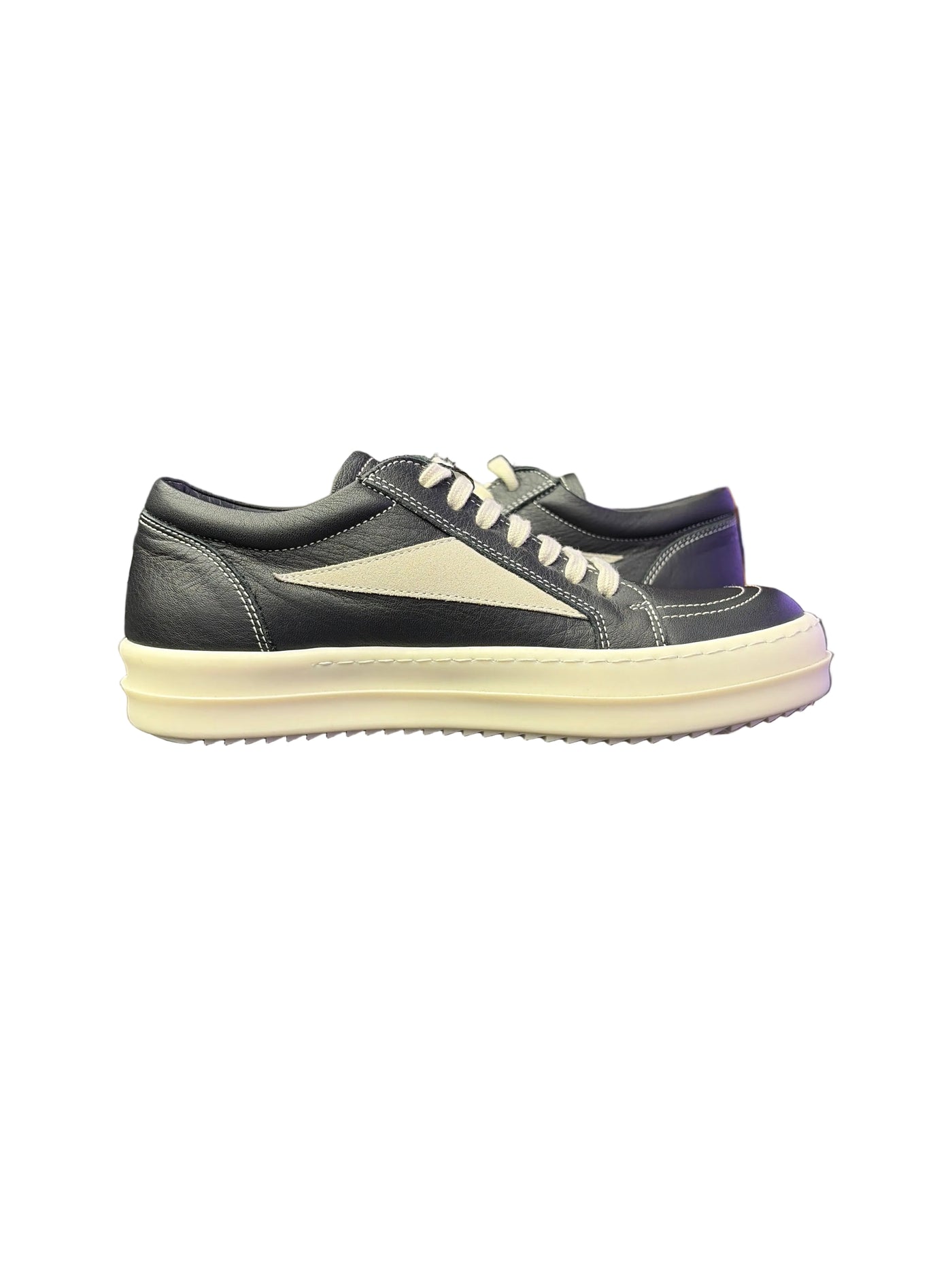 Rick Owens Hollywood Vintage Low Leather Sneakers Black Milk