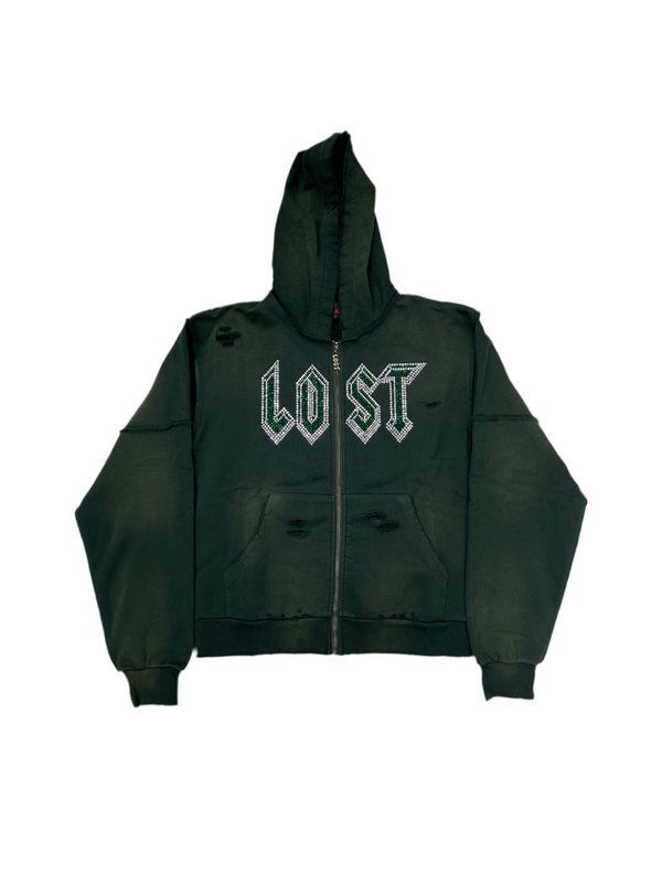 Lost Intricacy Zip-Up Hoodie Green