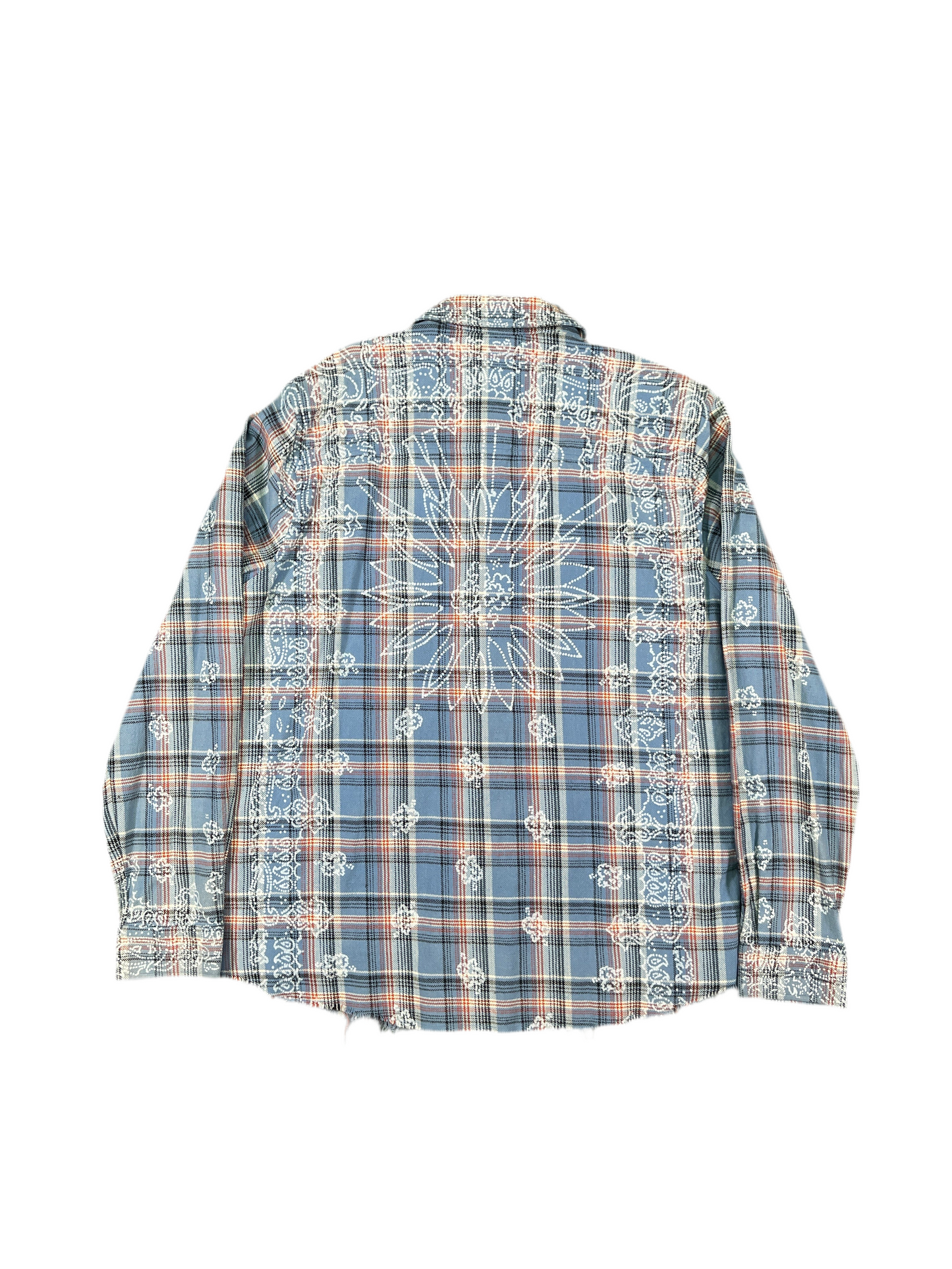 Amiri Bleach Bandana Plaid Shirt Blue