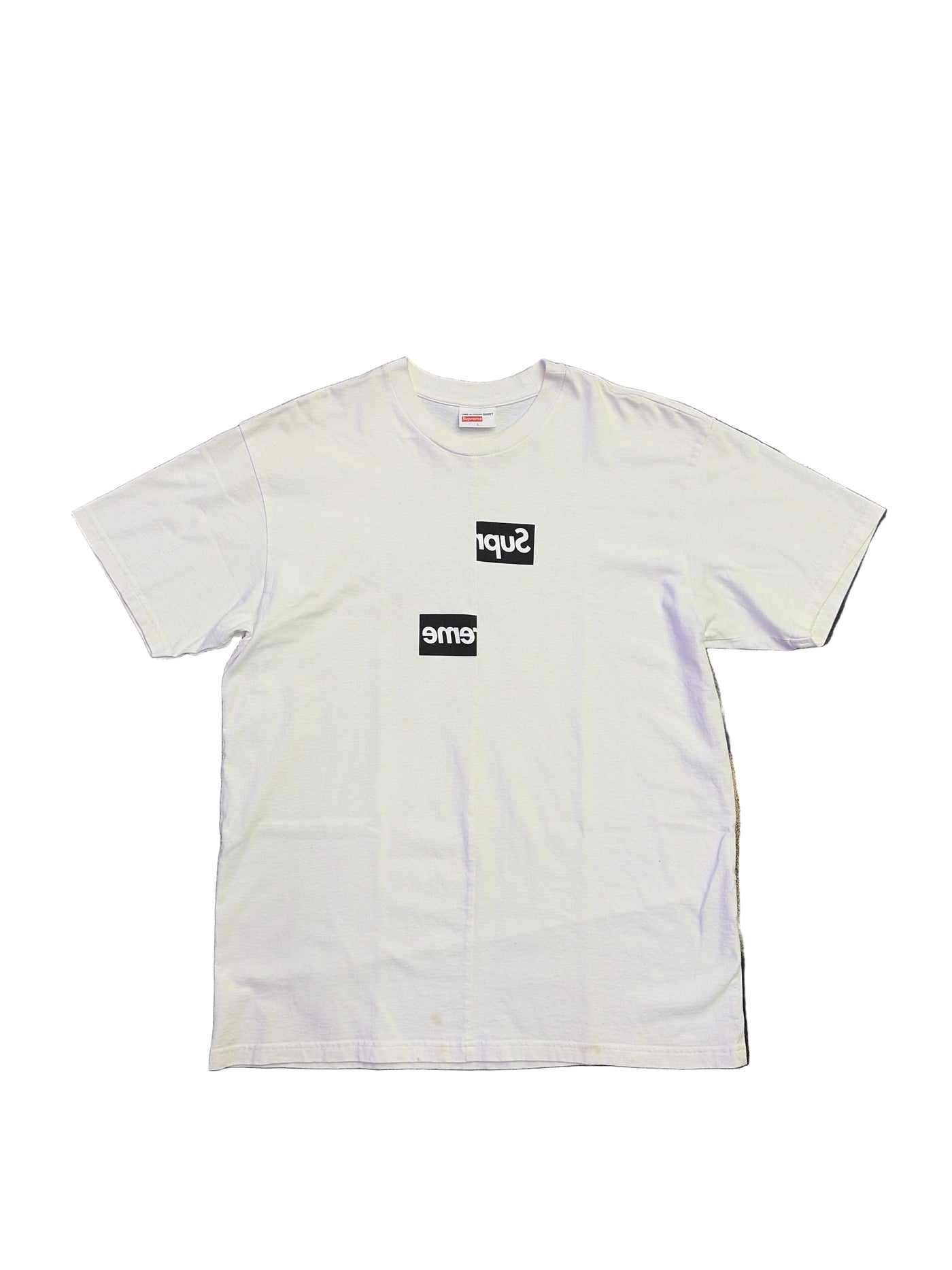 FW18 Supreme x CDG Split Box Logo Tee White