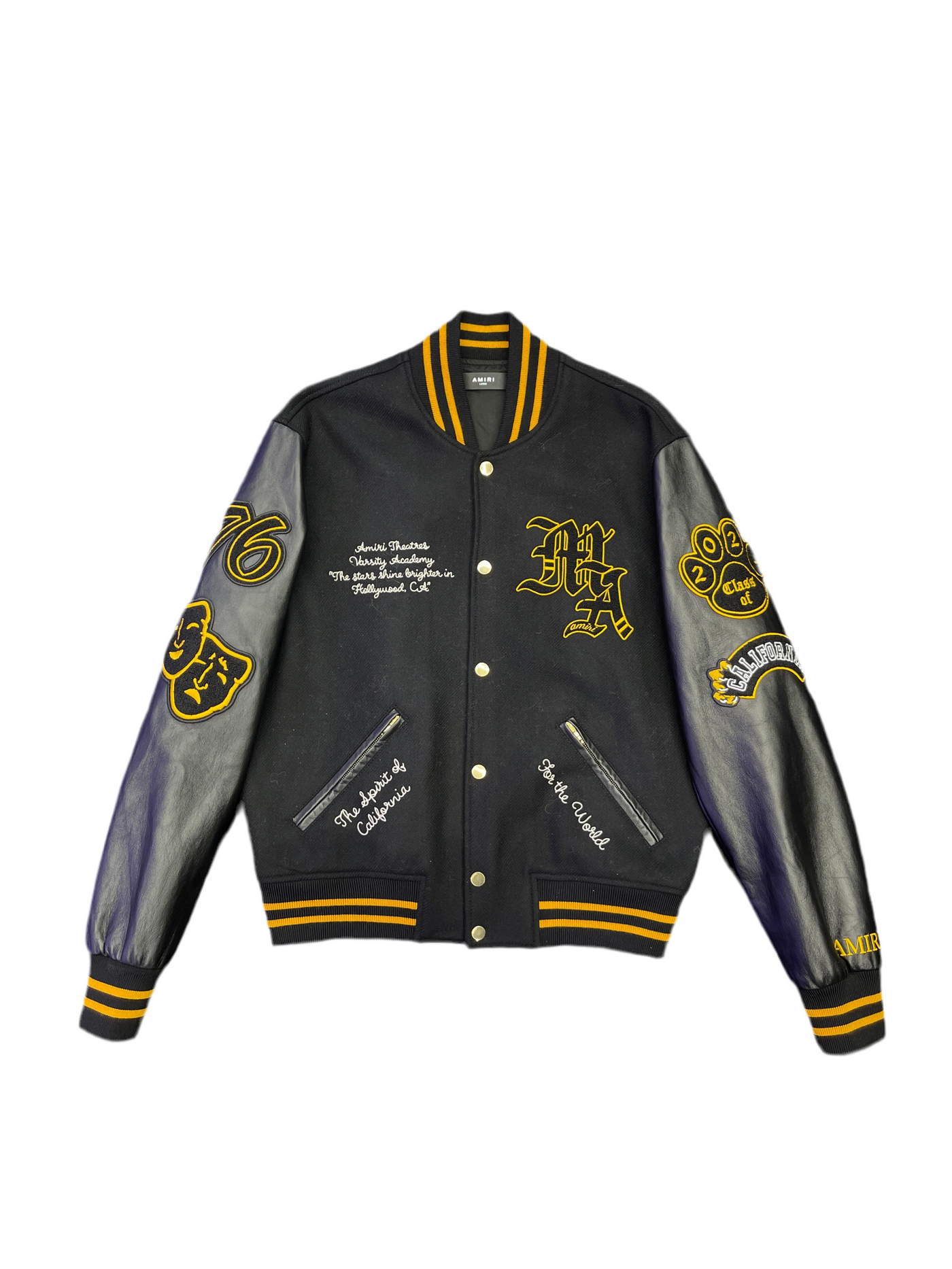 Amiri Lion Varsity Bomber Jacket Black