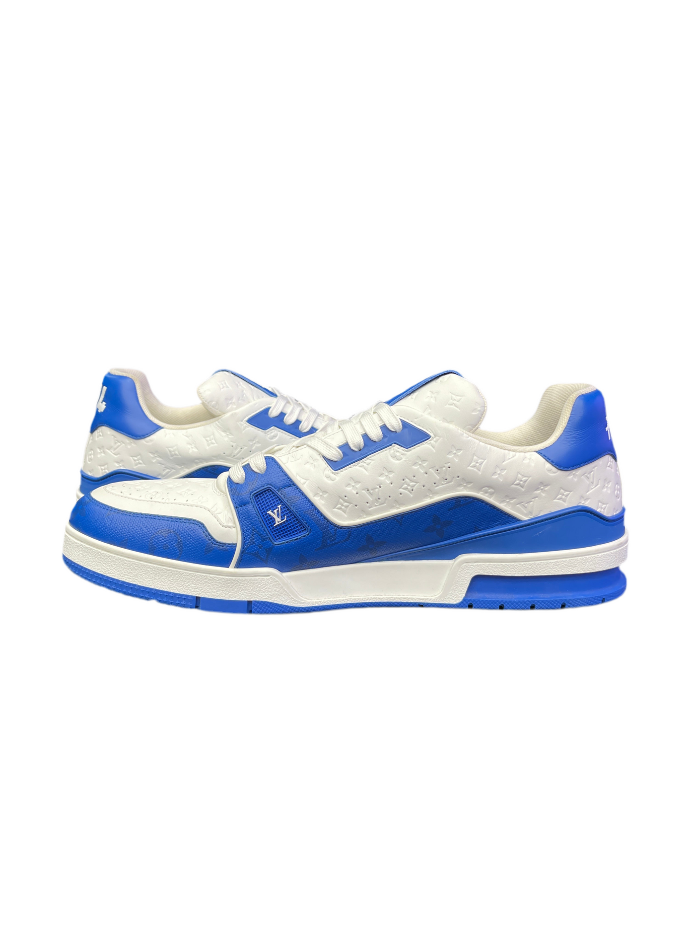 LV Trainer Monogram Blue White Script