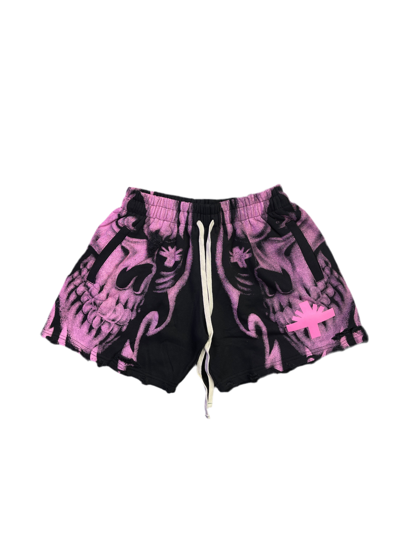 Vertabrae Skull Shorts Black Pink