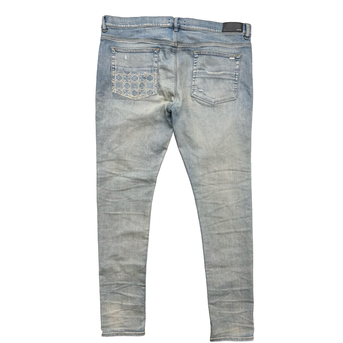 Amiri Monogram Debossed Jeans Blue