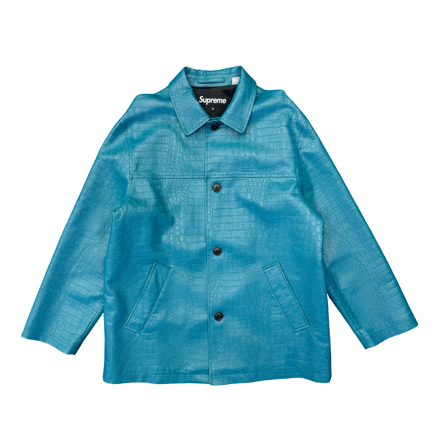 SS22 Supreme Faux Croc Car Coat Teal