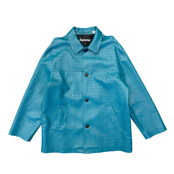 SS22 Supreme Faux Croc Car Coat Teal