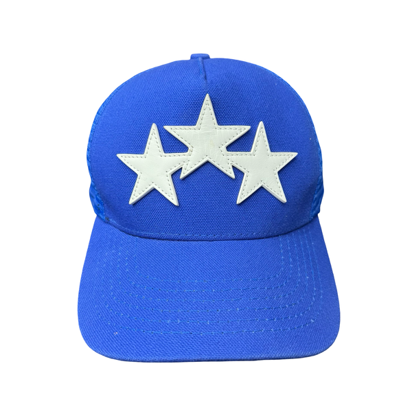 Amiri 3 Star Trucker Hat Pond Blue White