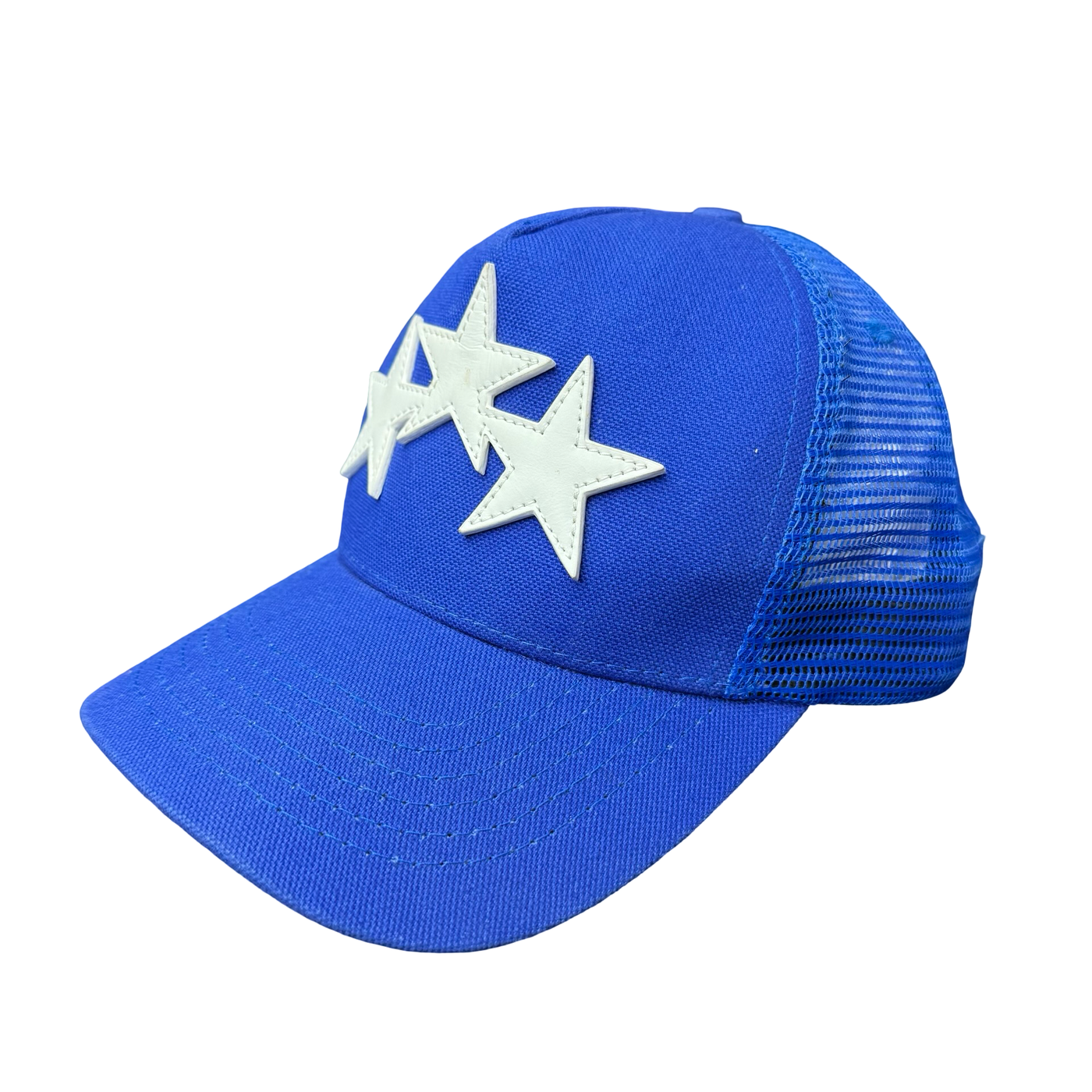 Amiri 3 Star Trucker Hat Pond Blue White