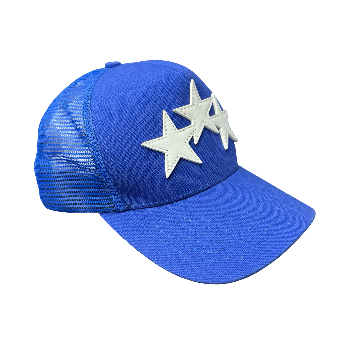 Amiri 3 Star Trucker Hat Pond Blue White
