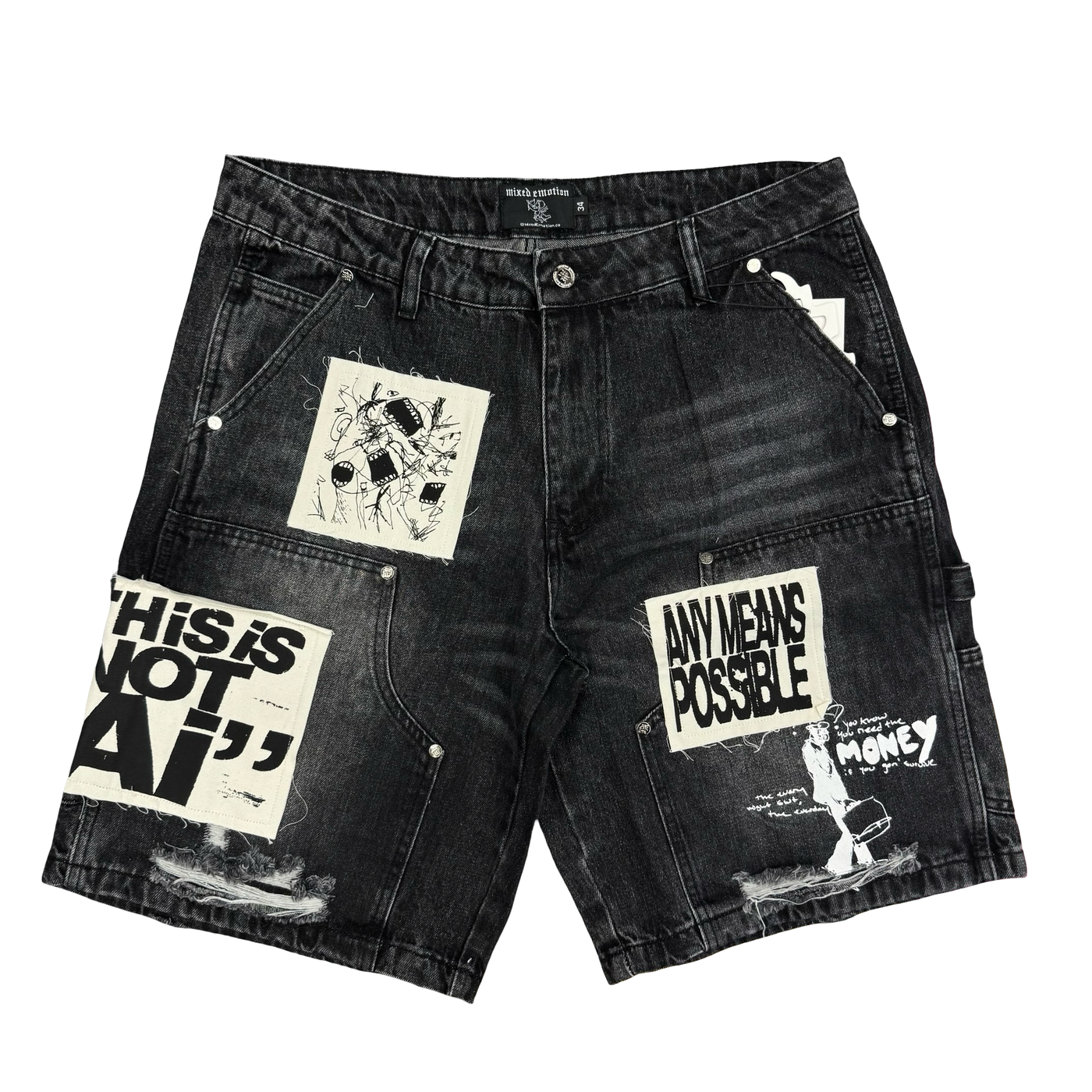 Mixed Emotions AI Jeans Shorts Black