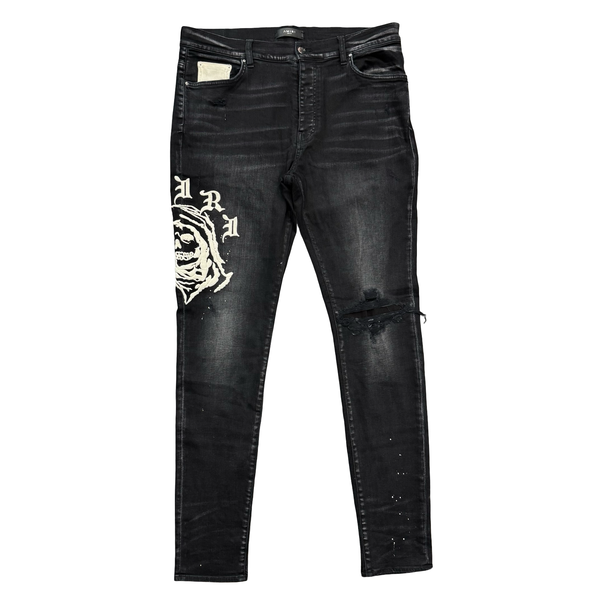 Amiri x Wes Lang Reaper Logo Jeans Aged Black