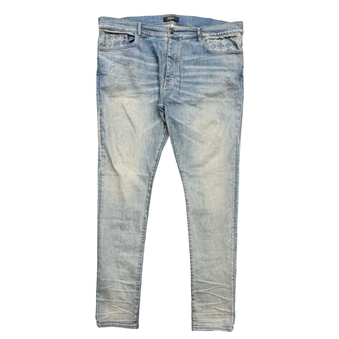 Amiri Monogram Debossed Jeans Blue